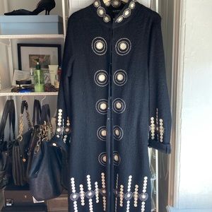 Black & cream 100% boiled wool dress jacket